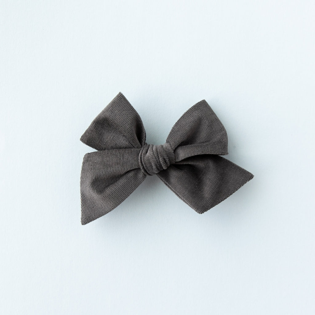 January - Grey Corduroy Hand-tied Bow