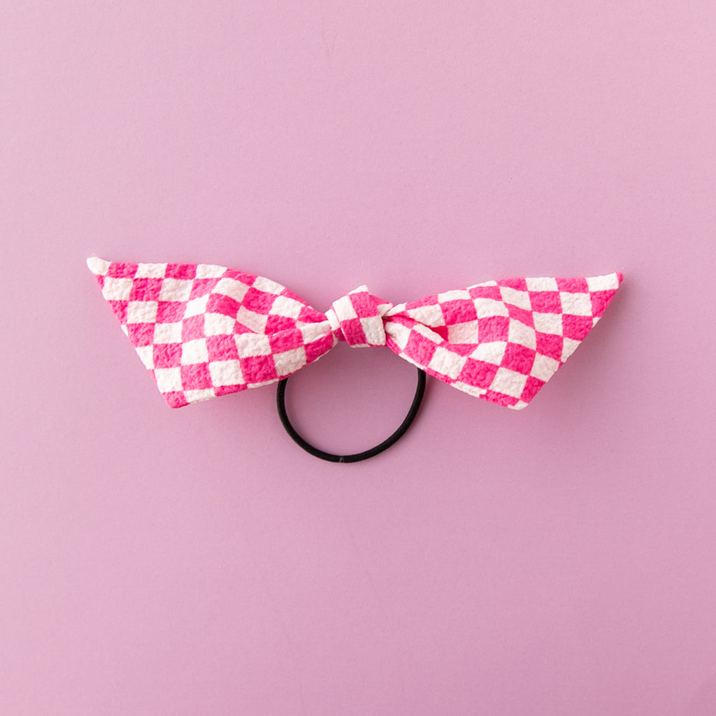 May - Hot Pink Checkered Modern Knot