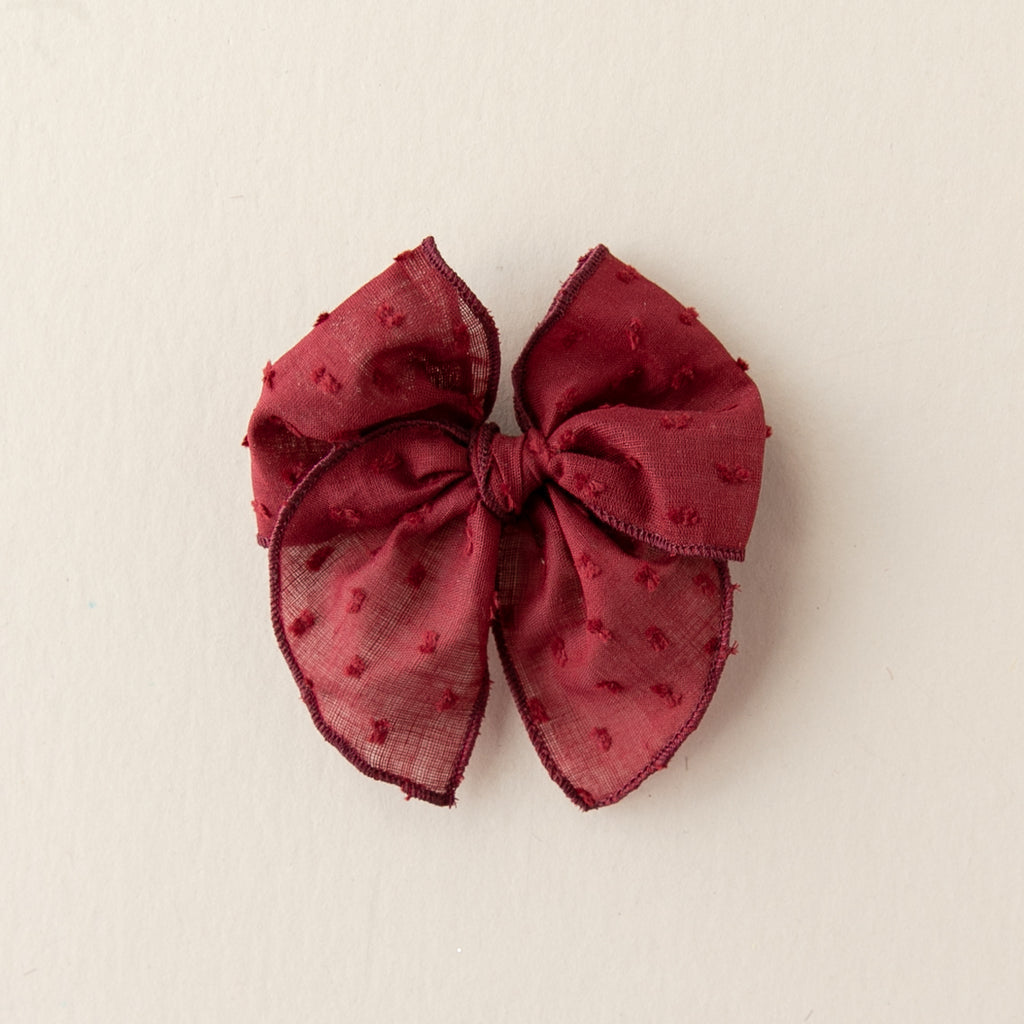 September - Burgundy Swiss Dot Petite Party Bow