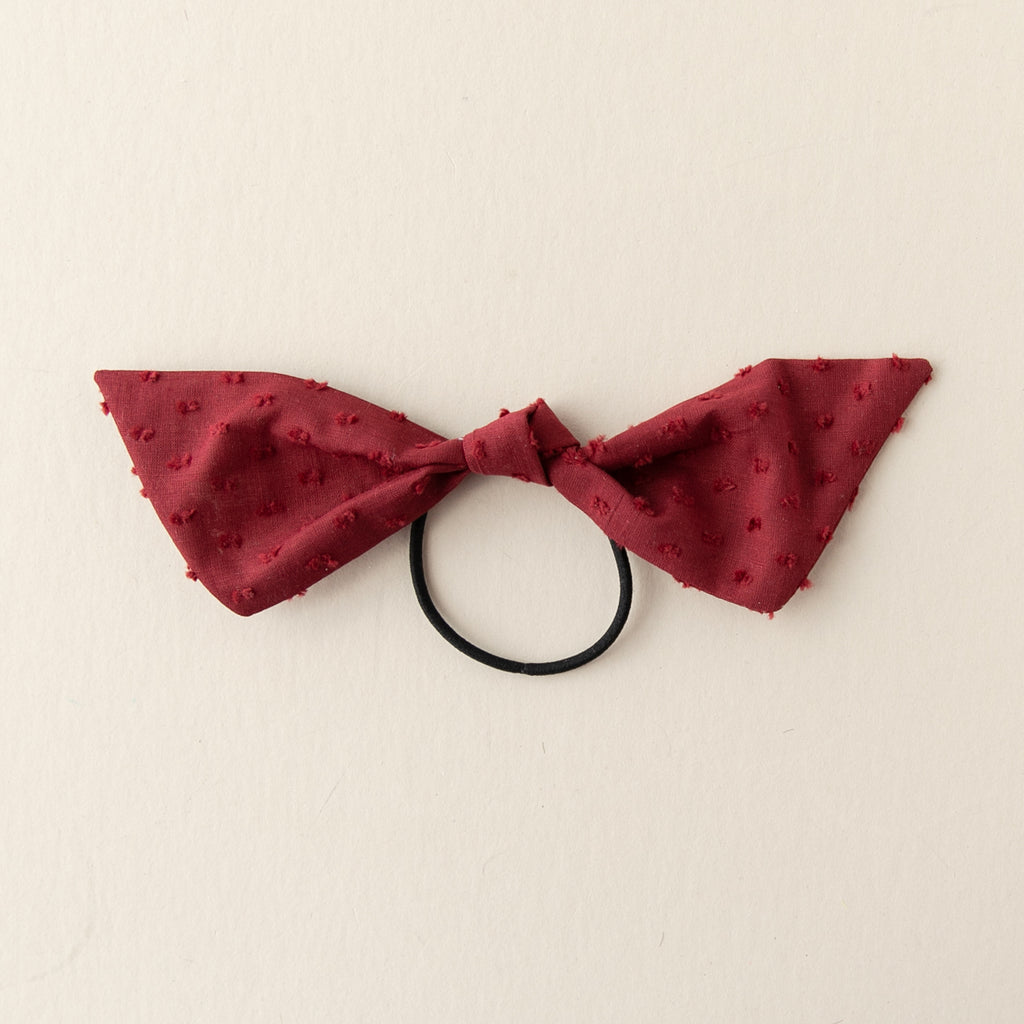 September - Burgundy Swiss Dot Modern Knot
