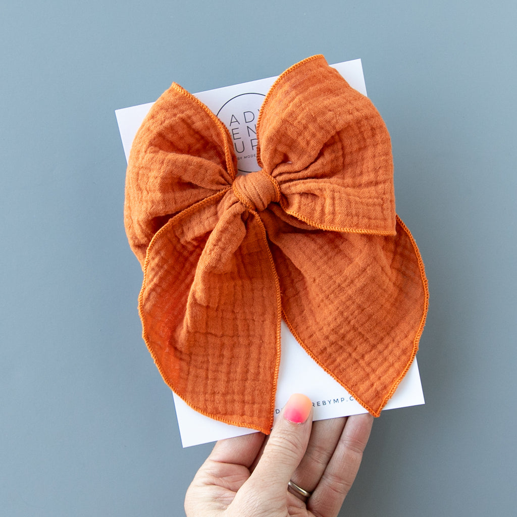 October -Orange Gauze Party Bow