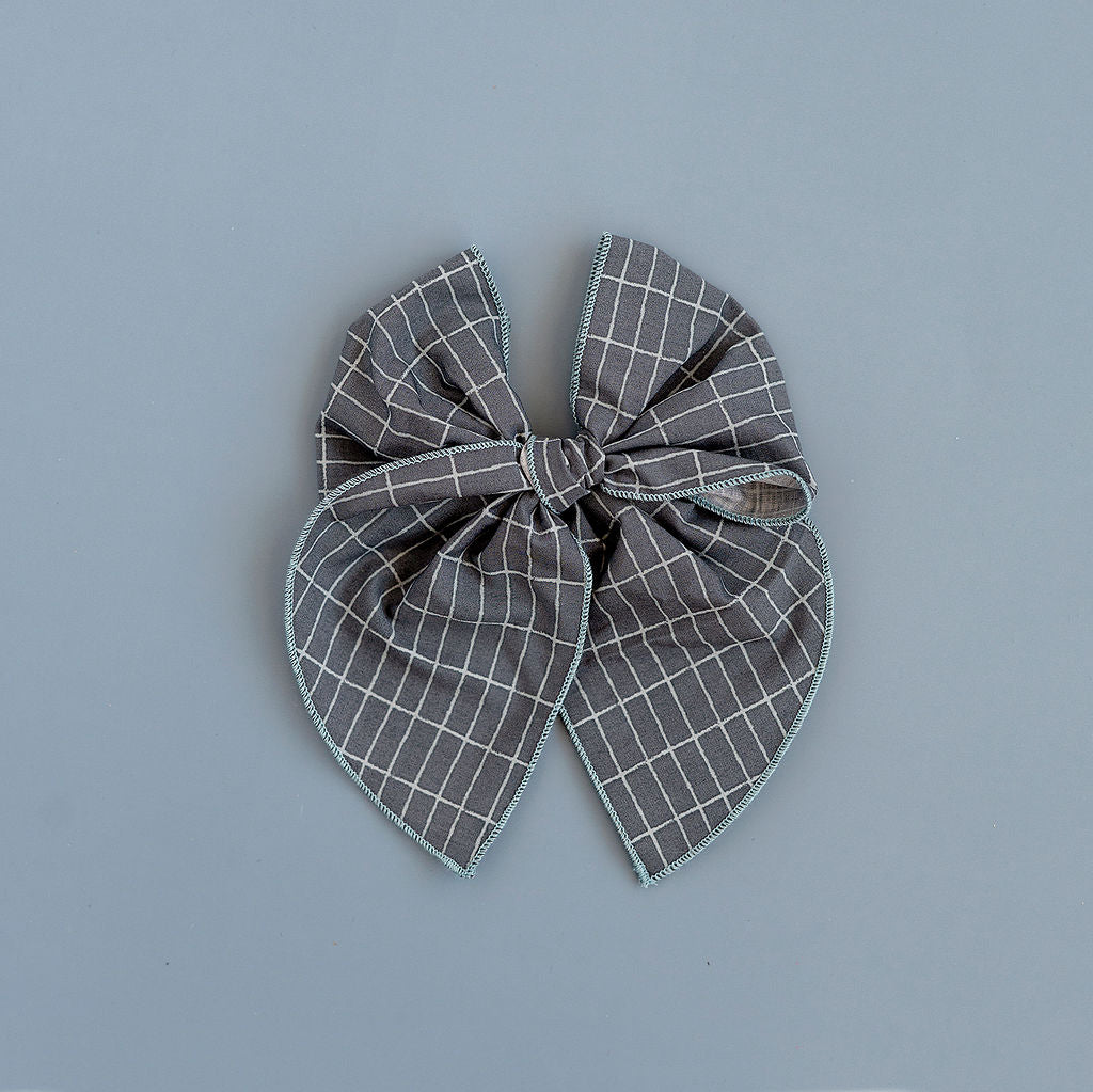 August - Blue Grid Party Bow