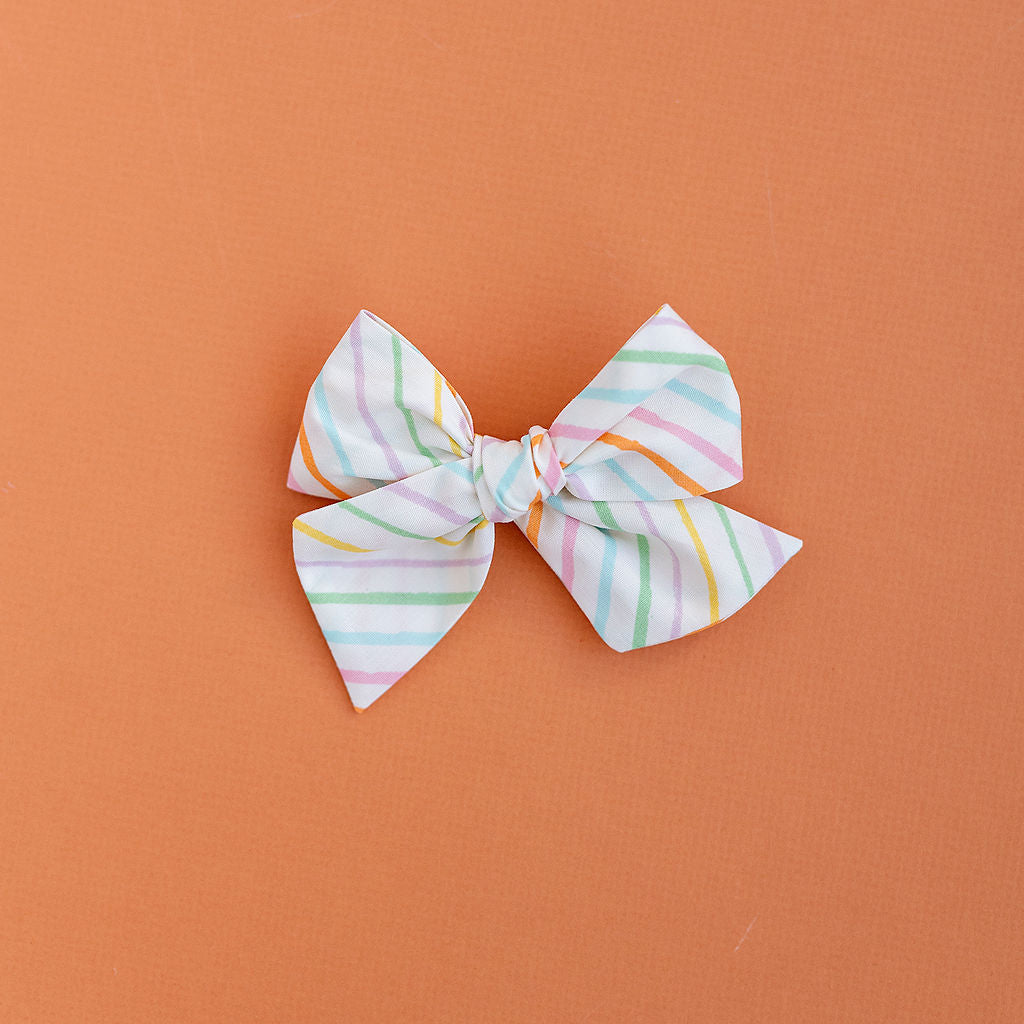 May - Rainbow Striped Oversized Hand-tied Bow