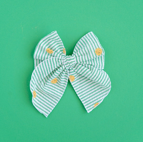 June - Sun Green Stripe Party Bow