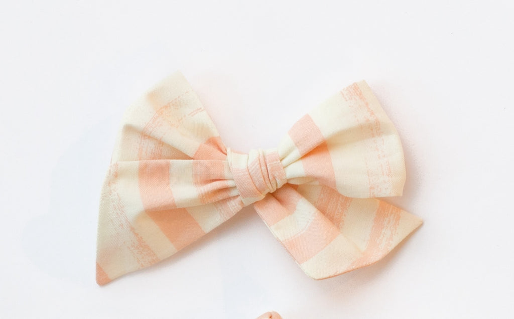 January - Blush Stripe Hand-tied Bow