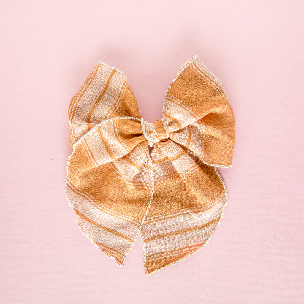 September - Tan Stripe Party Bow