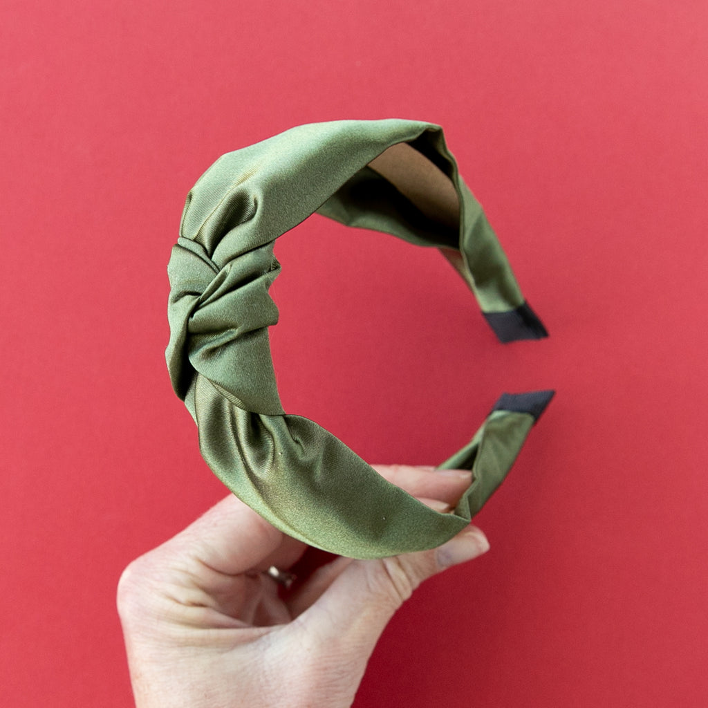 December - Green Satin Knotted Headband