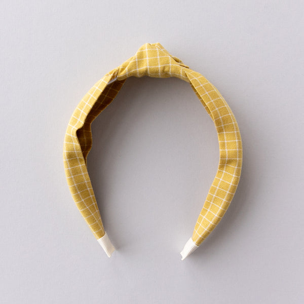 March - Mustard Grid Knotted Headband