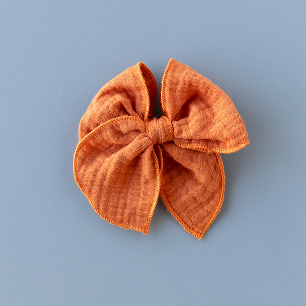 October - Orange Gauze Petite Party Bow