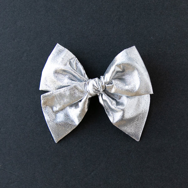 October - Silver Oversized Hand-tied Bow