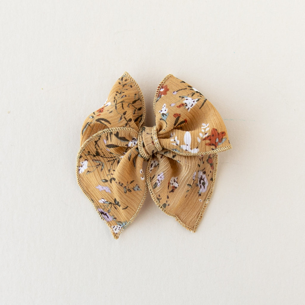 November - Mustard Floral Petite Party Bow