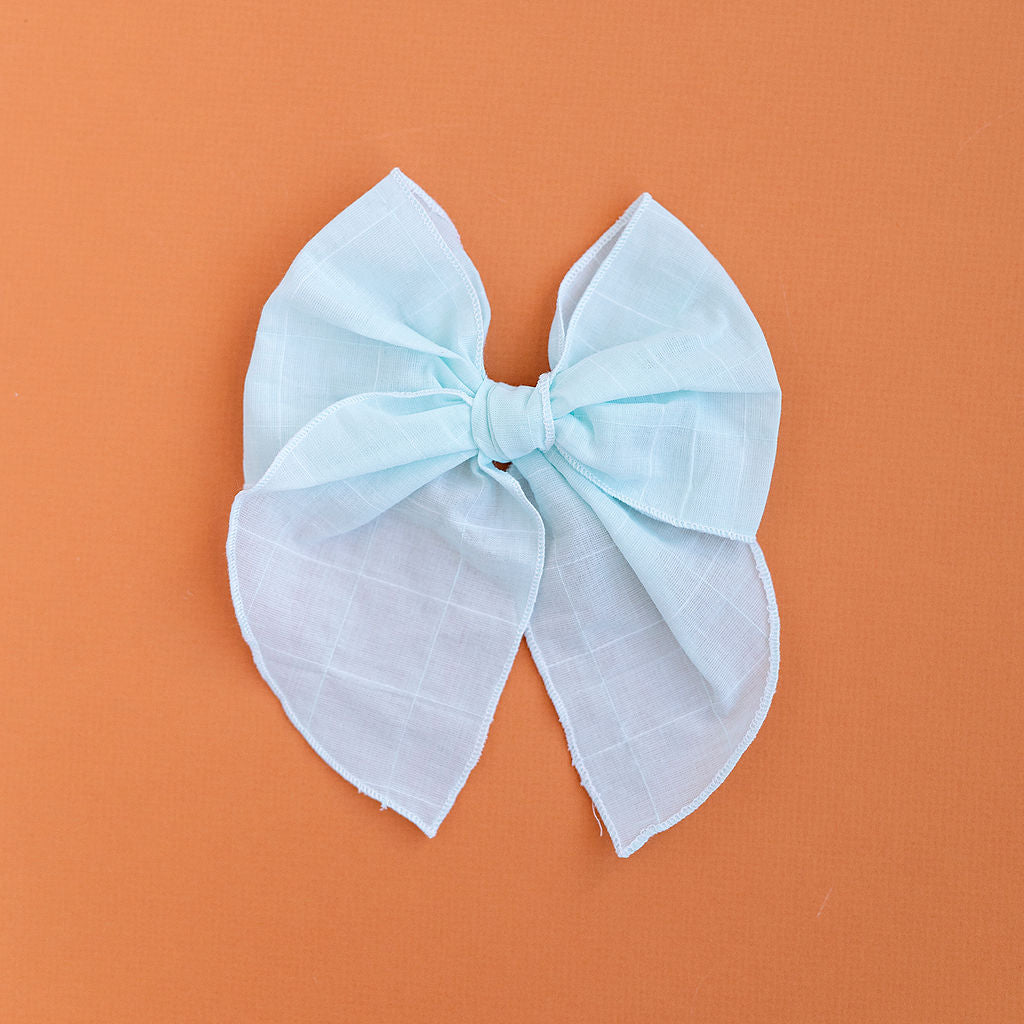 May - Blue Grid Party Bow