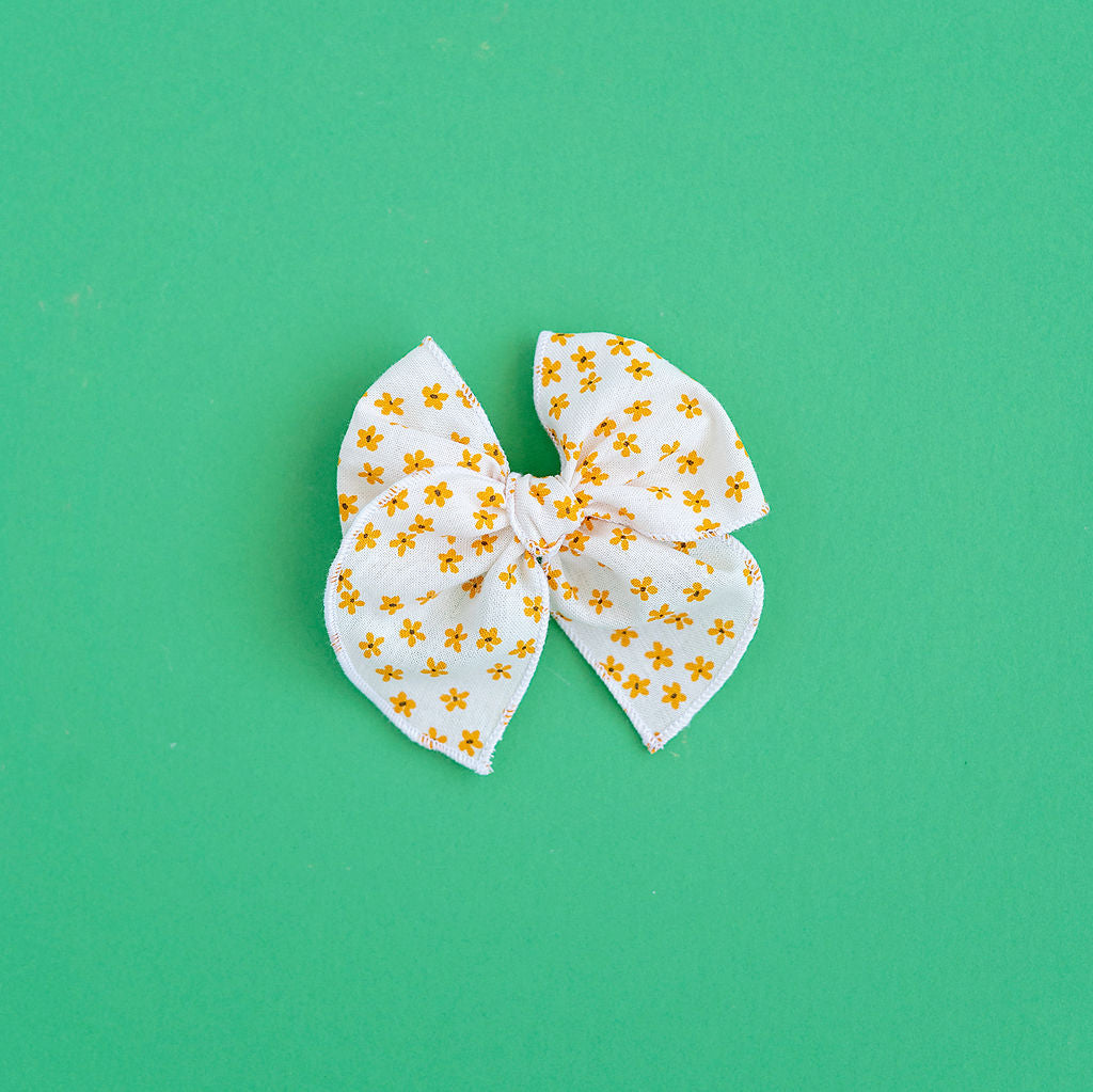 June - Yellow Floral Petite Party Bow