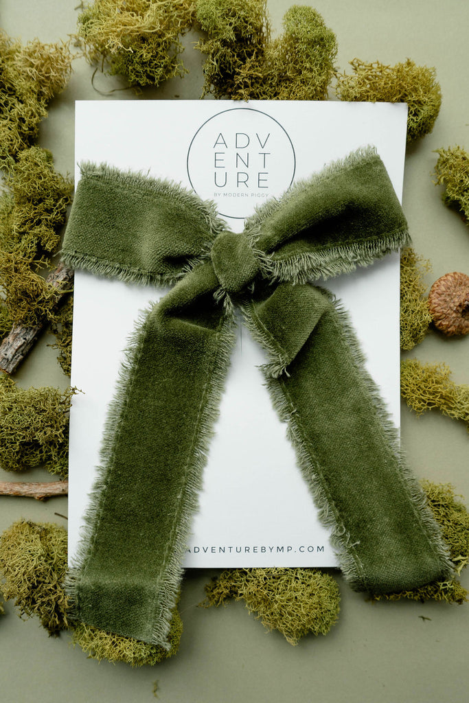 November -  Green Velvet Ribbon Bow Add-On