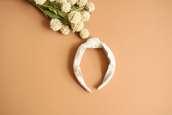 November 2026 Embroidered Beige Knotted Headband Add On