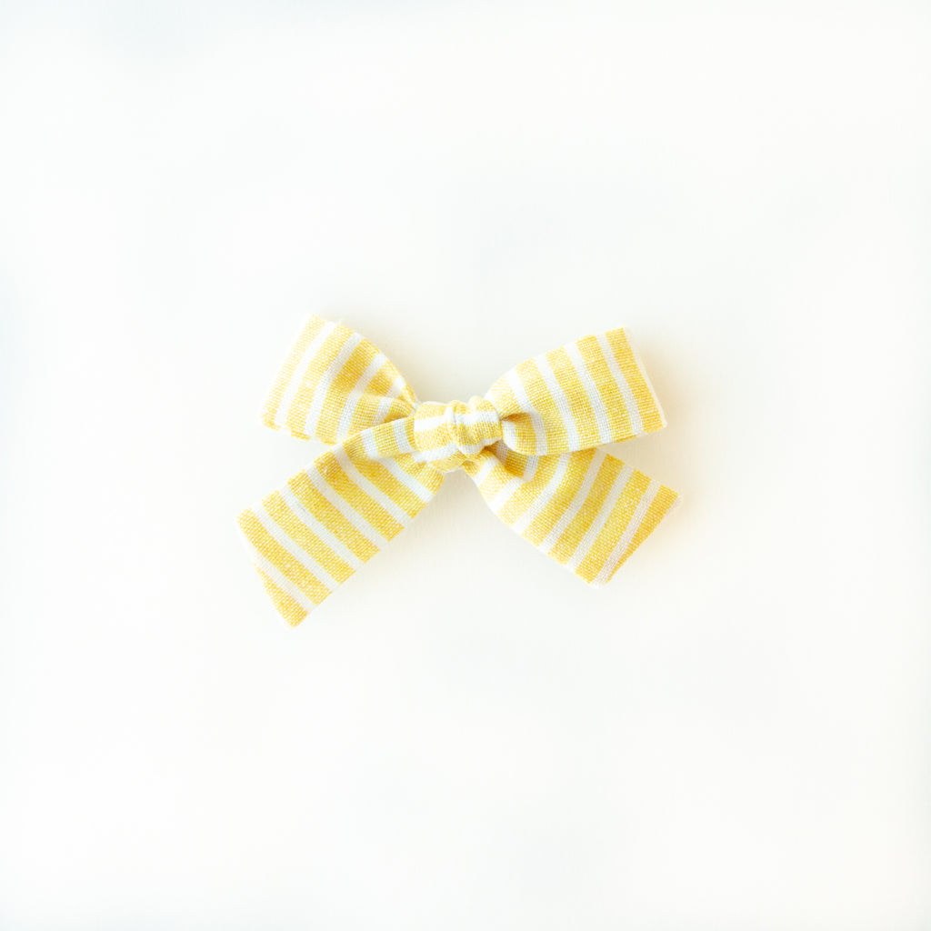 June - Yellow Stripe Oversized Hand-tied Bow