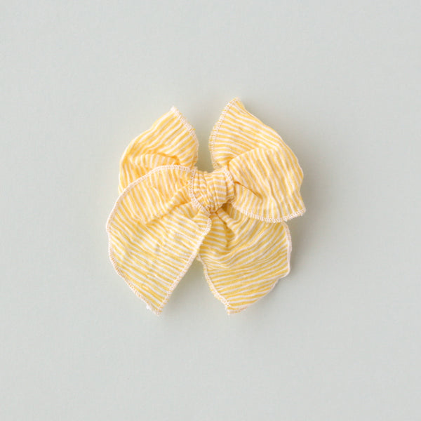 April - Yellow Stripe Crinkle Petite Party Bow