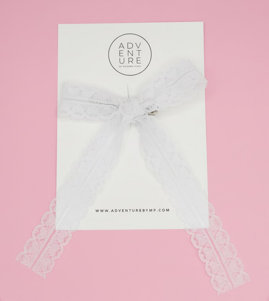 February -  Statement White Heart Lace Ribbon Bow Add-On